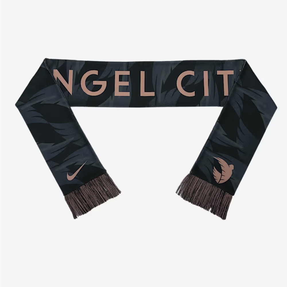 Nike NWSL Angel City FC knit scarf‎ fringe navy pink one size all over print